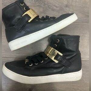 Michael Kors Black and Gold High-Top Sneakers